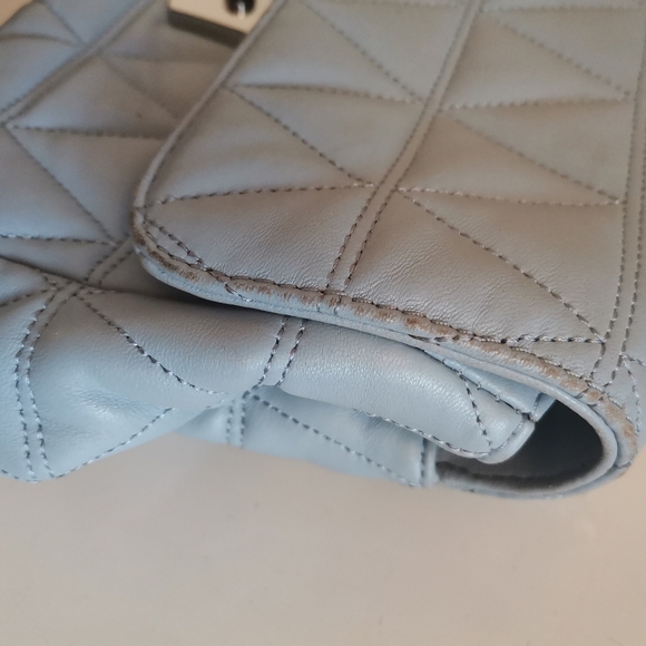 Michael Kors Light Blue Quilted Crinkle Chain Straps Satchel Bag - Picture 7 of 12